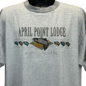 Vintage 90s April Point Lodge T Shirt Resort Quathiaski Cove Canada Gray 2XL XXL